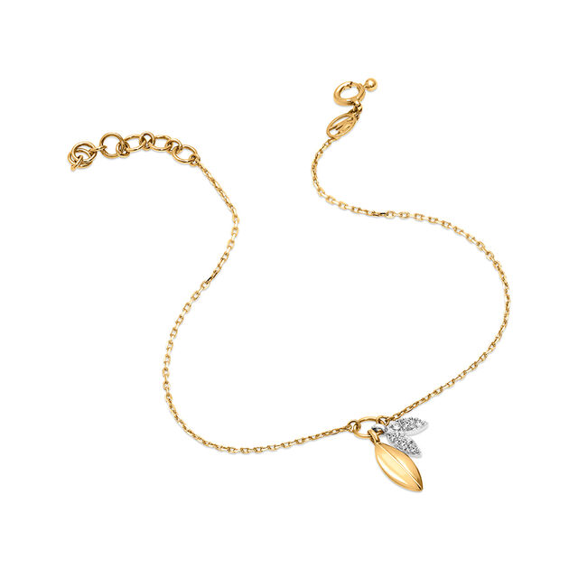 14 KT Yellow And White Double Layered Charm Chain Bracelet,,hi-res image number null