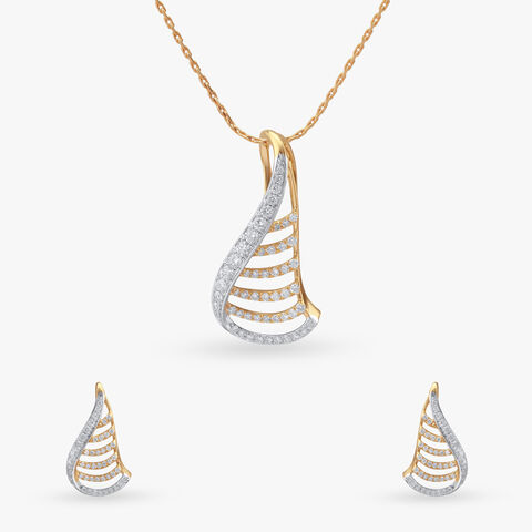 Serene Motion Diamond Pendant and Earrings Set