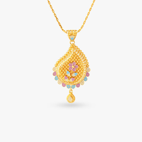 Droplet Gold Pendant and Earrings Set