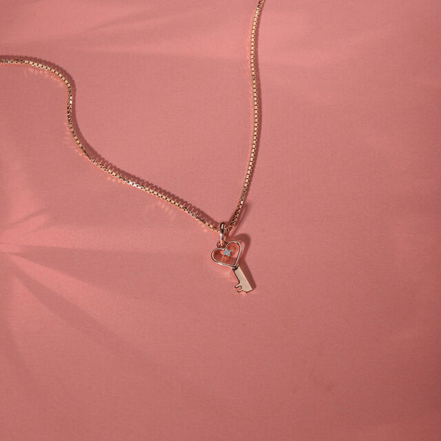 14KT Rose Gold Key Diamond Pendant