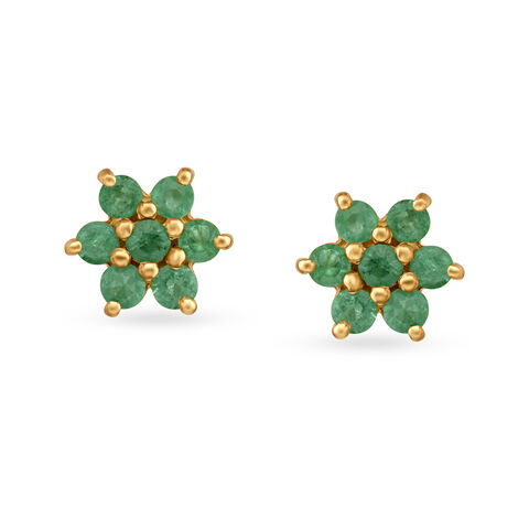 Delightful Gold and Emerald Stud Earrings