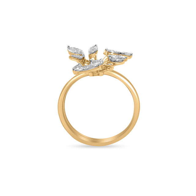 18 KT Yellow And White Detachable Petite Pave Leaf Diamond Ring,,hi-res image number null