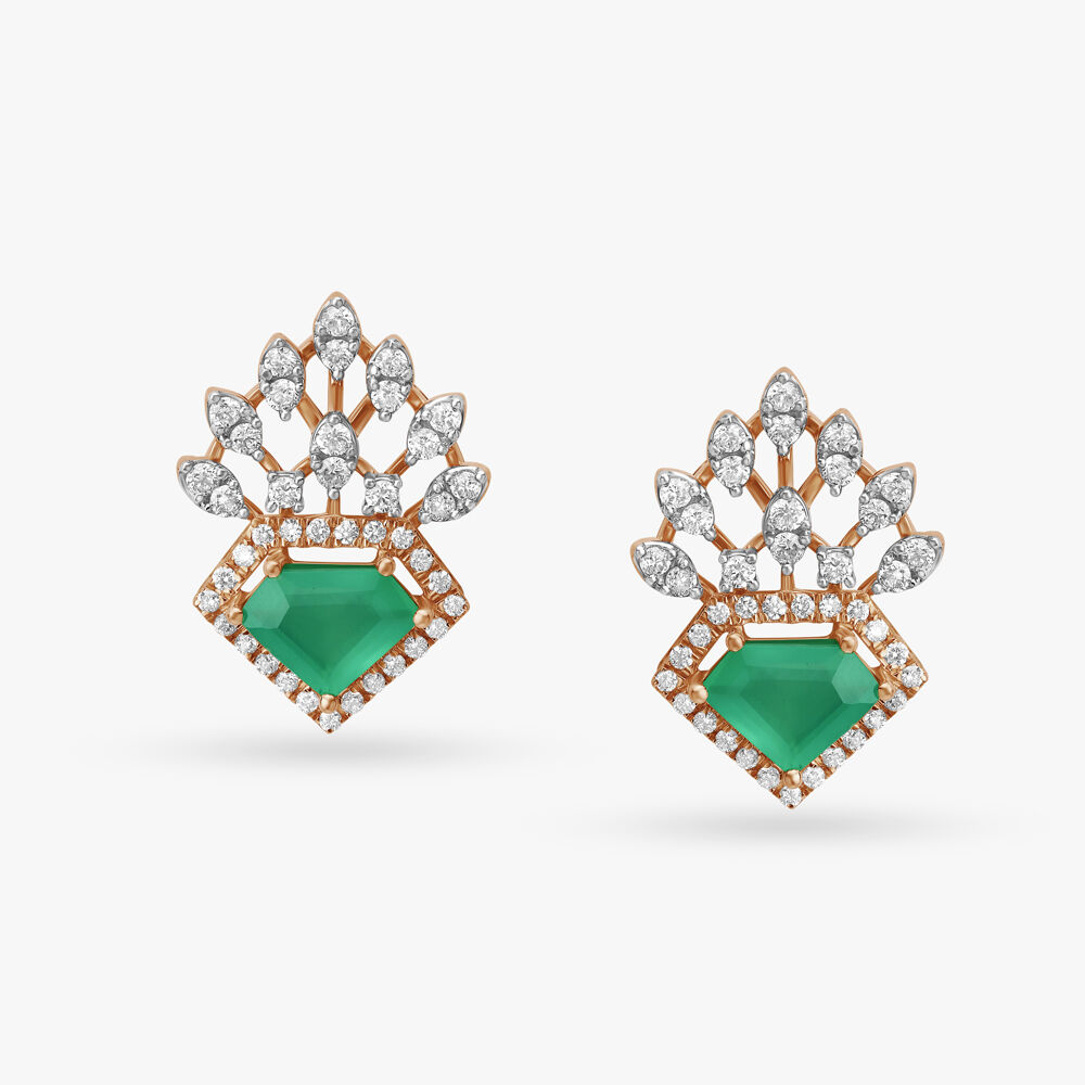 Majestic Diamond and Onyx Stud Earrings