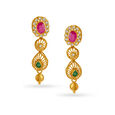 Engaging Emerald And Ruby Gold Drop Earrings,,hi-res image number null