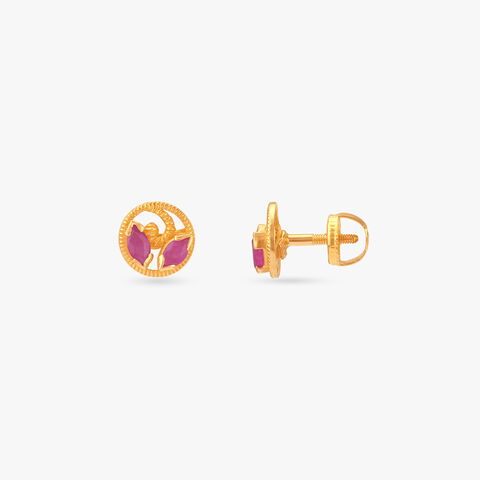 Twisted Petal Ruby Stud Earrings