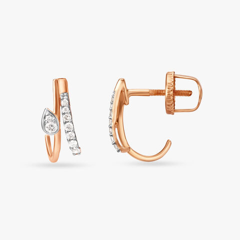 Leaf Embrace Diamond Double Stud Earrings