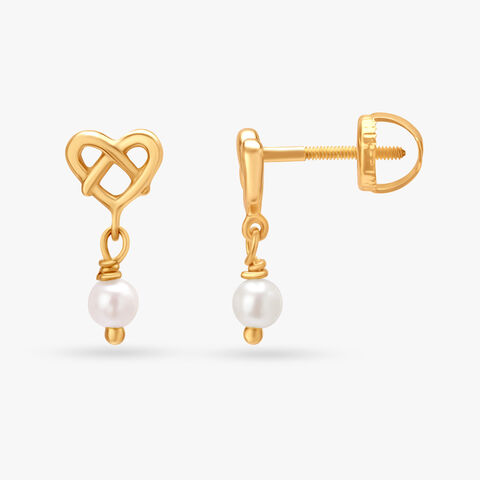 Pristine Heart Pearl Drop Earrings