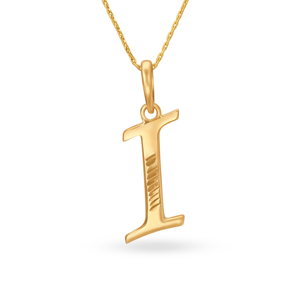 Dainty Typographic Letter I Gold Pendant
