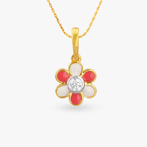 Petite Petals Diamond Pendant and Earrings set for Kids