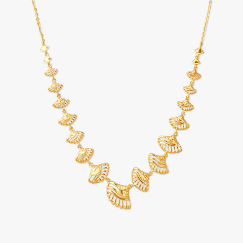 Sculpted Fan Gold Necklace