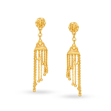Decorative 22 Karat Yellow Gold Sui Dhaga Earrings