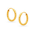 22 KT Yellow Gold Graceful Beaded Hoop Earrings,,hi-res image number null