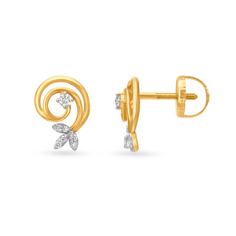 Glittering Floral Diamond Stud Earrings for Kids