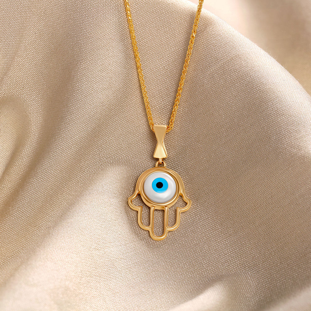 9ct Gold Mini Hamsa Hand Necklace | Posh Totty Designs