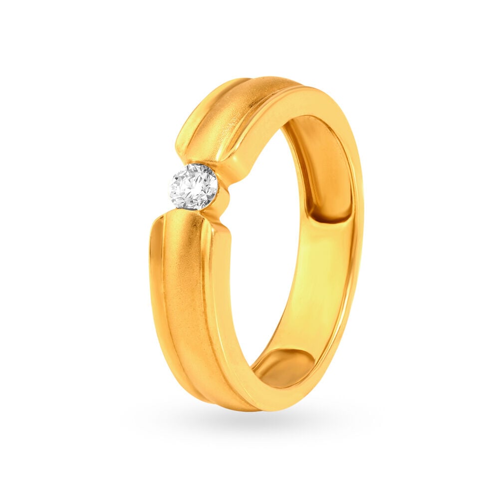 Handsome 22 Karat Yellow Gold Ridged Stamp Style Finger Ring