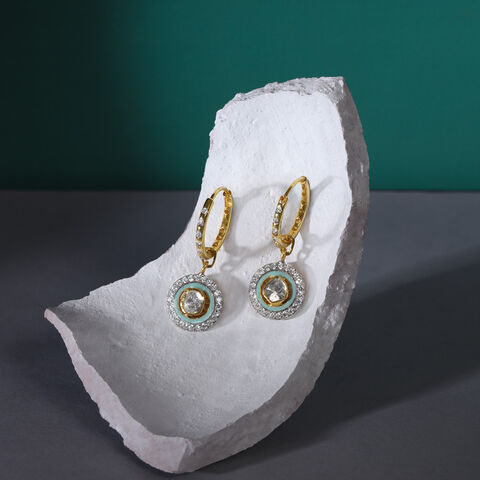 Elegant Polki Diamond Hoop Earrings