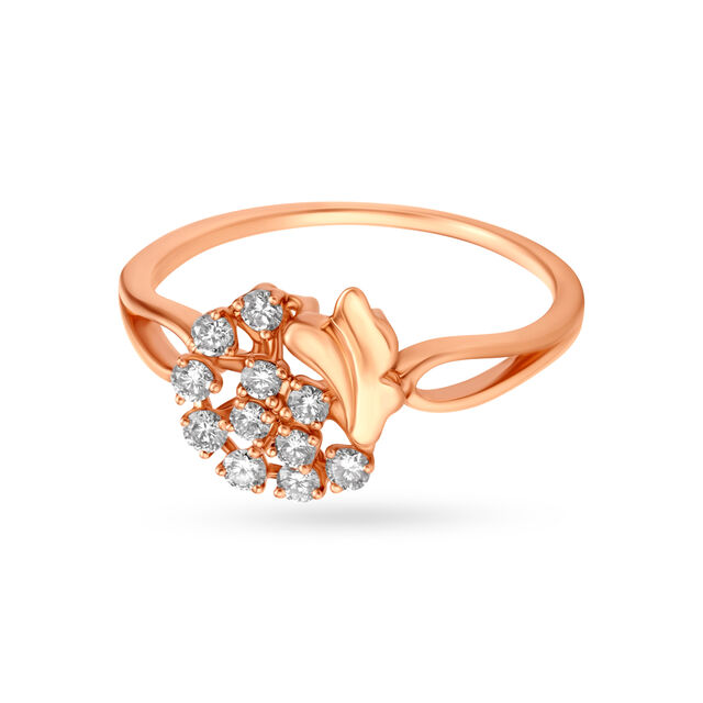 Bold Floral Rose Gold Finger Ring,,hi-res image number null