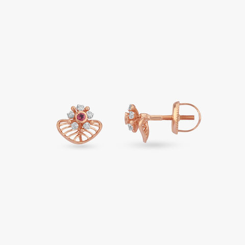 Twilight Fan Diamond Stud Earrings
