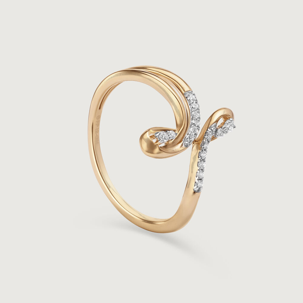Kaya♡14kgf Flowing Sparkle 14 Kt Gold & Diamond Finger Ring