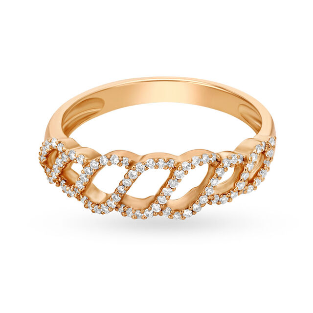 Dreamy 18 Karat Rose Gold Wavy Diamond Ring,,hi-res image number null