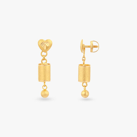 Heart Melody Gold Jhumka Earrings for Kids