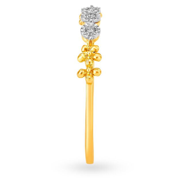 Triple Diamond Floral Finger Ring,,hi-res image number null