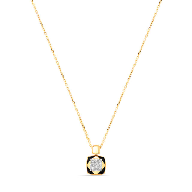 18 KT Yellow Gold Abstract Glimmer Diamond Pendant with Chain,,hi-res image number null