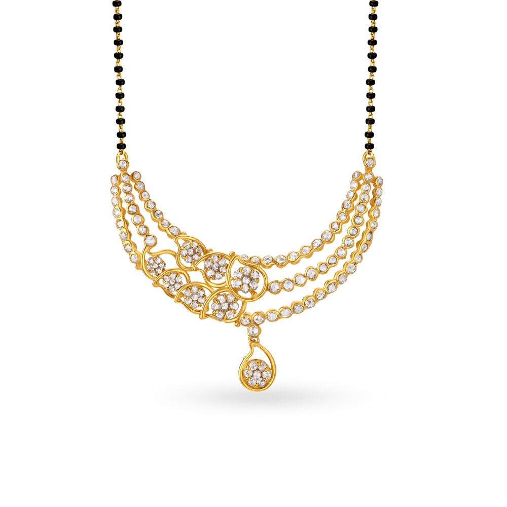 Stately Mango Shaped Studded Gold Pendant