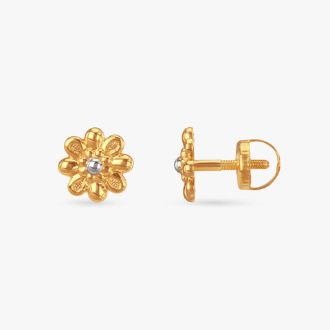 Dainty Blossom Gold Stud Earrings for Kids