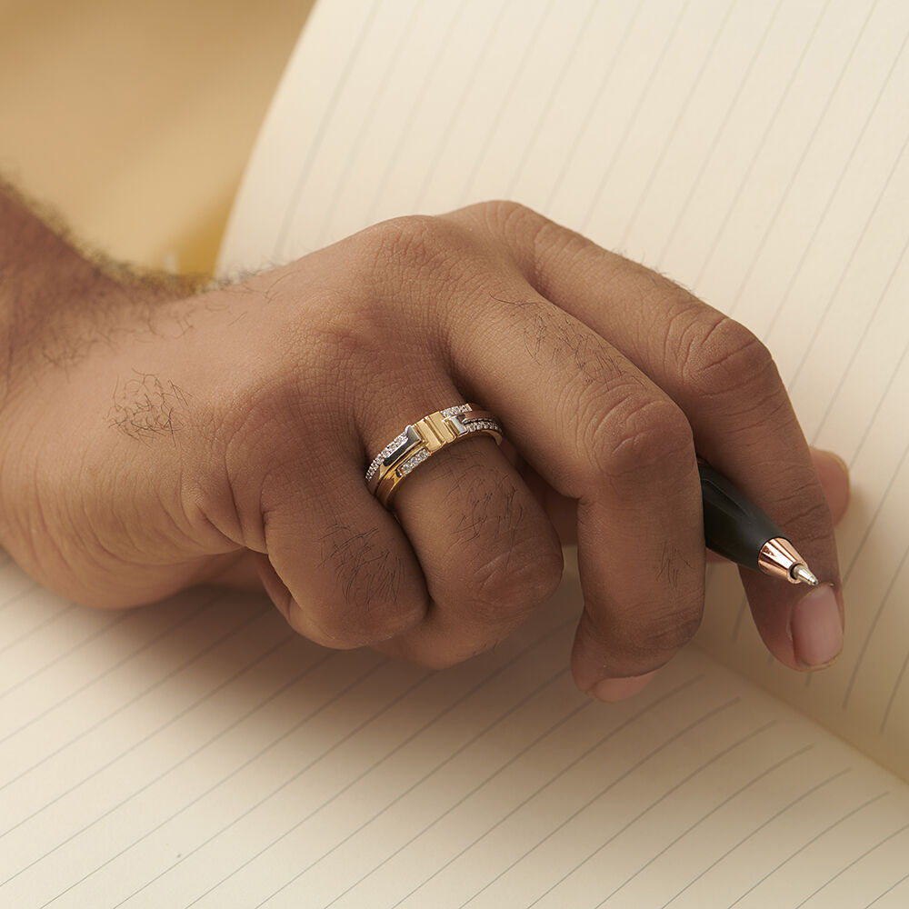 Unique Geometric Gold Ring for Men