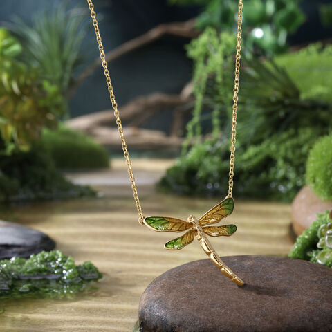 Verdant Dragonfly Gold Necklace