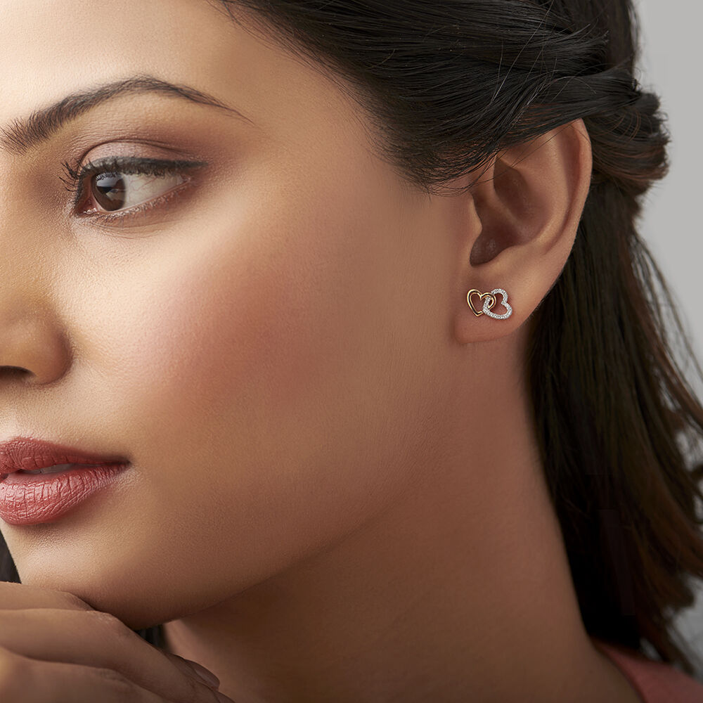 Adorable Hearts Diamond Stud Earrings