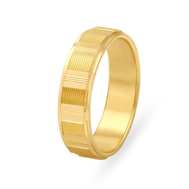 Impressive Textured Gold Challa Ring for Men
