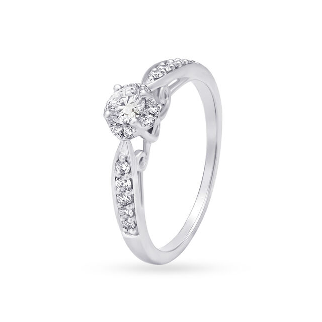 Scintillating 18 Karat White Gold And Diamond Finger Ring,,hi-res image number null