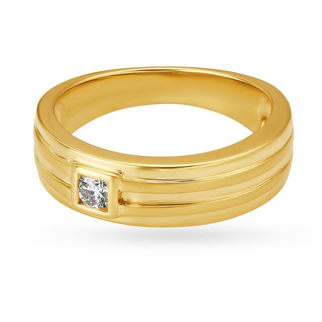 Contemporary 18 Karat Gold And Diamond Finger Ring,,hi-res image number null
