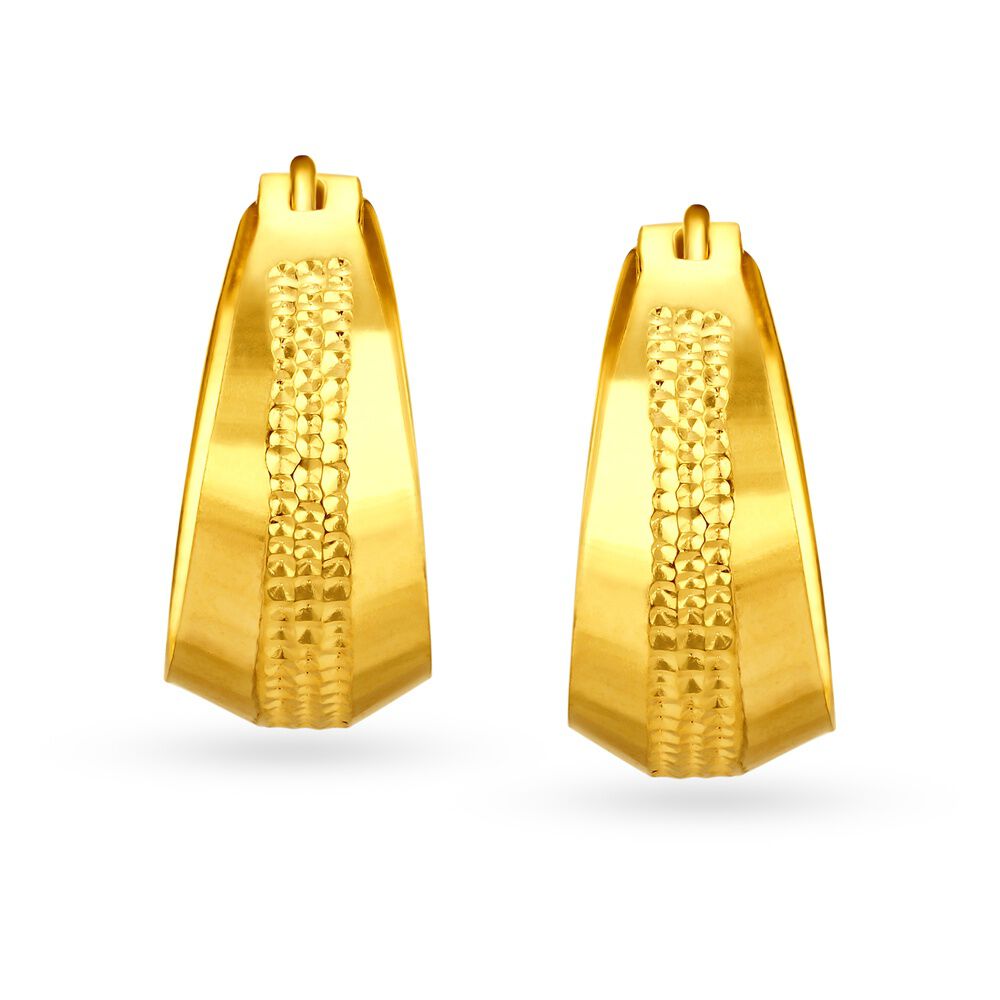 Exquisite 22 Karat Yellow Gold Bali Style Textured Hoop Earrings