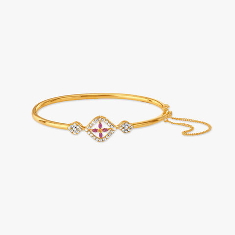 Ruby Bloom Open Polki Gold Bangle