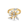 18 KT Yellow And White Detachable Petite Pave Leaf Diamond Ring,,hi-res image number null