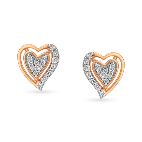 Romantic Hearts Rose Gold and Diamond Stud Earrings