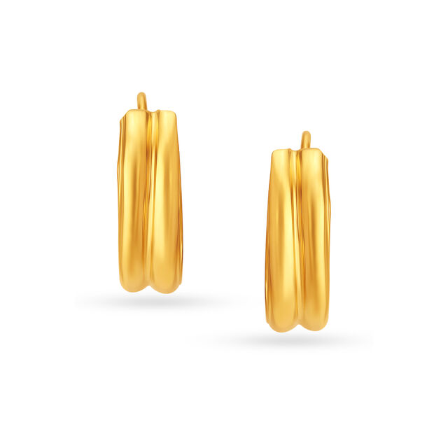 22 KT Yellow Gold Dazzling Bold Hoop Earrings,,hi-res image number null