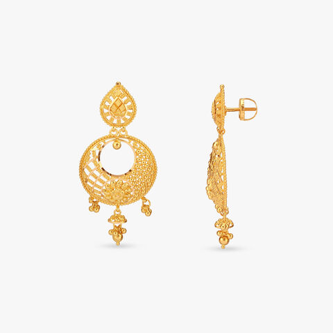 Lustrous Filigree Gold Drop Earrings
