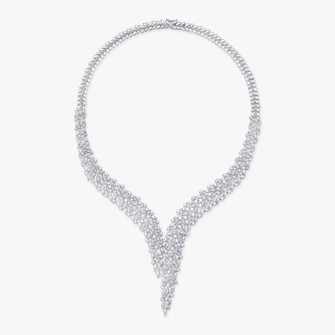 Glistening Leaf Diamond Necklace Set