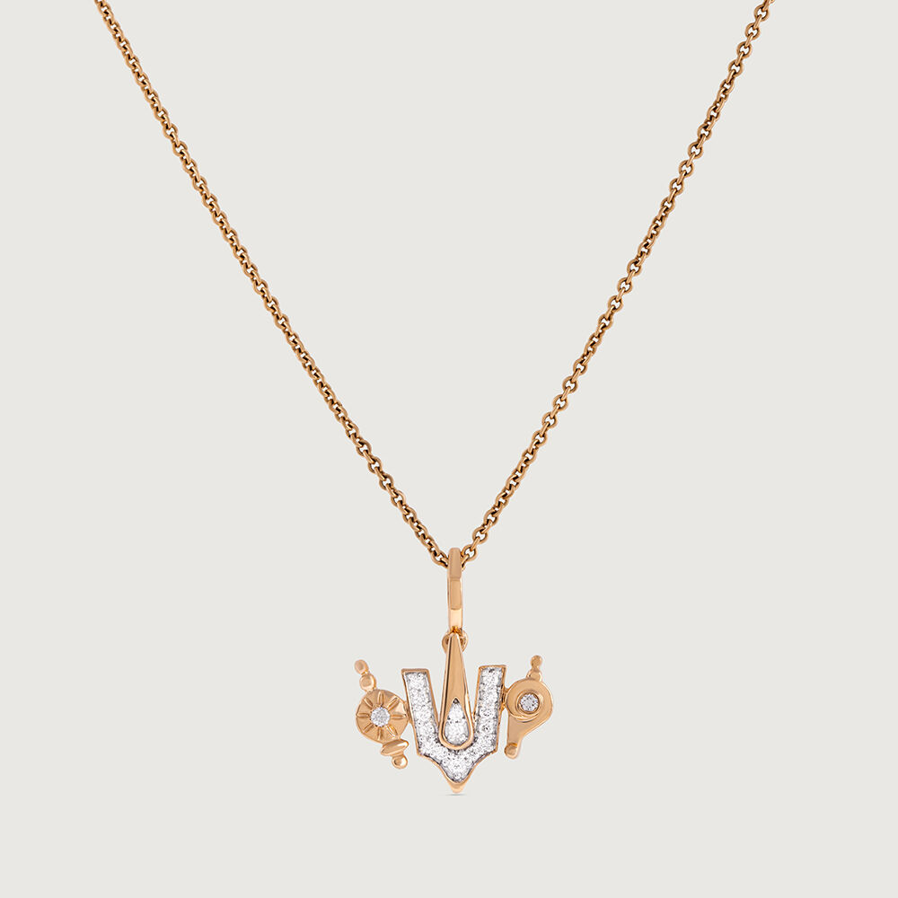 Balaji Shankh Chakra Namah Gold and Diamond Pendant