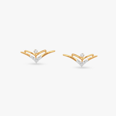 Arc Crest Diamond Stud Earrings
