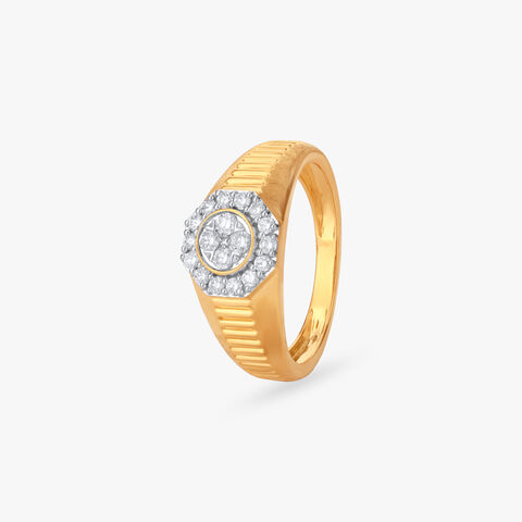 Refined Octagon Diamond Finger Ring for Men