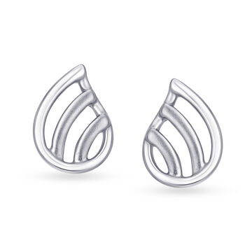 Dainty Leaf Platinum Stud Earrings