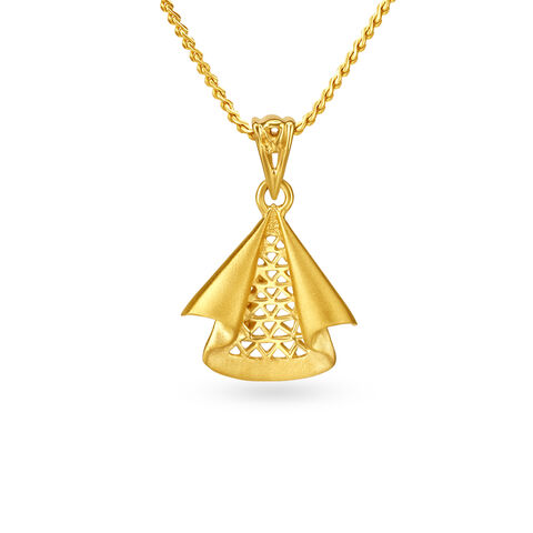 Urbane Yellow Gold Triangular Pendant and Earrings Set