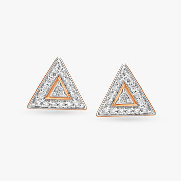 Radiant Triangular Diamond Stud Earrings