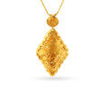 Rhombic Laser Cut Floral Pattern Gold Pendant,,hi-res image number null