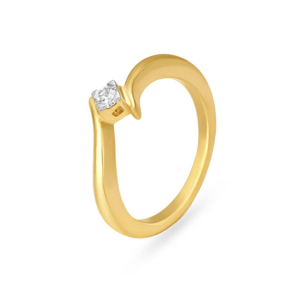 Delicate 18 Karat Yellow Gold And Diamond Finger Ring